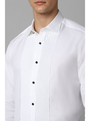 Louis Philippe Men White Classic Fit Solid Full Sleeves Formal Shirt