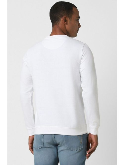 Buy Peter England Men White Print Crew Neck Sweatshirt Online