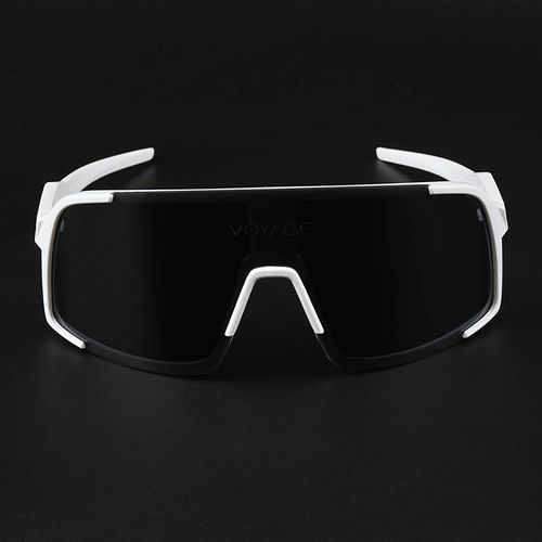 Voyage Unisex Black Lens White Frame Wrap Sunglasses MG5628