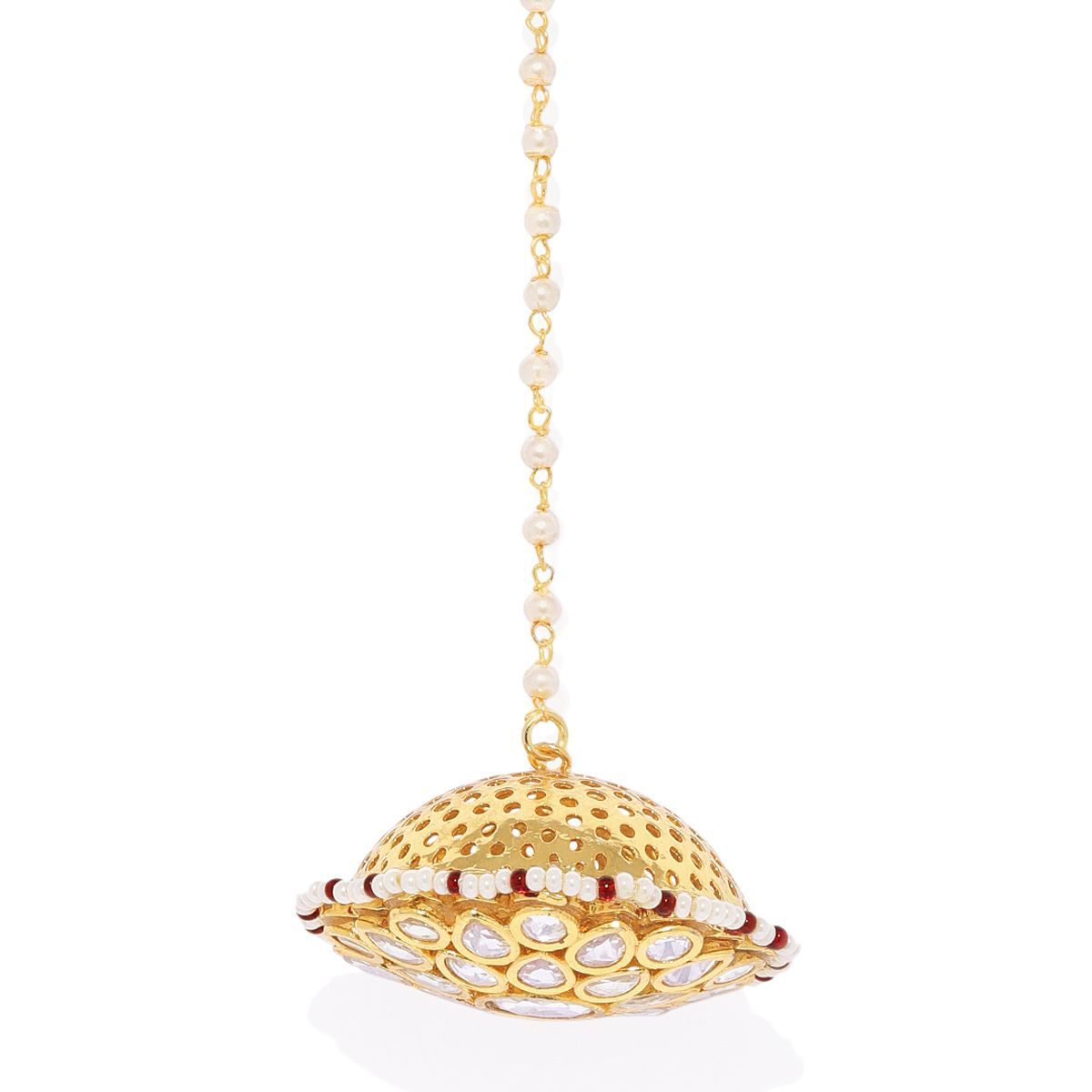 White Handcrafted Kundan Maang Tikka 