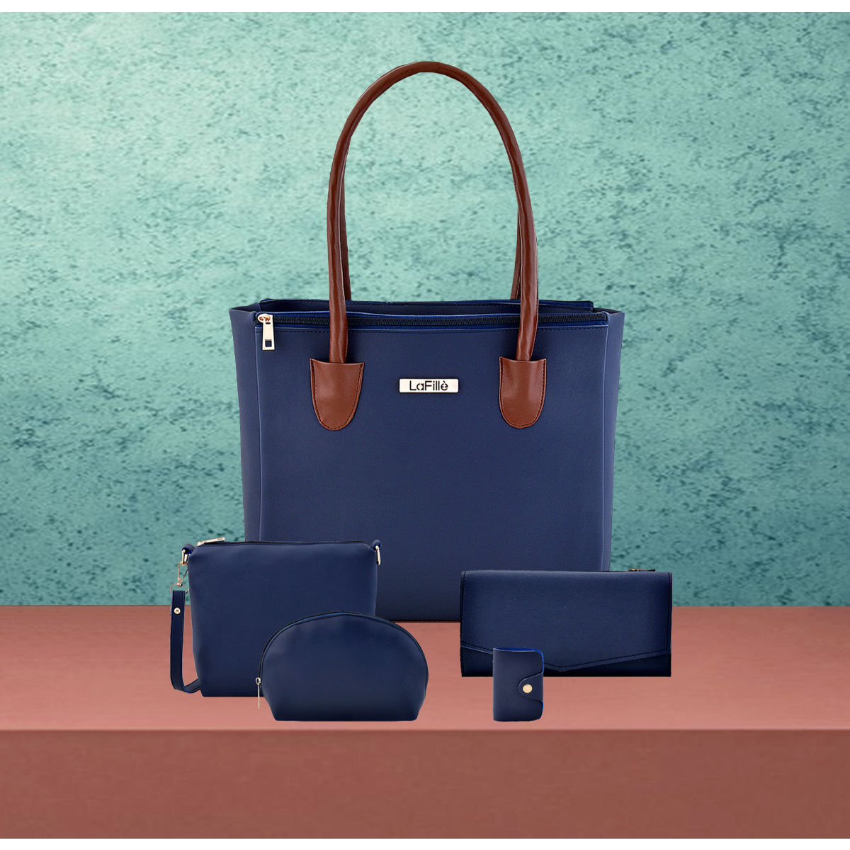 Buy Lapis O Lupo Women's Handbag and Sling Bag Combo (Blue) (Set of 2)  Online