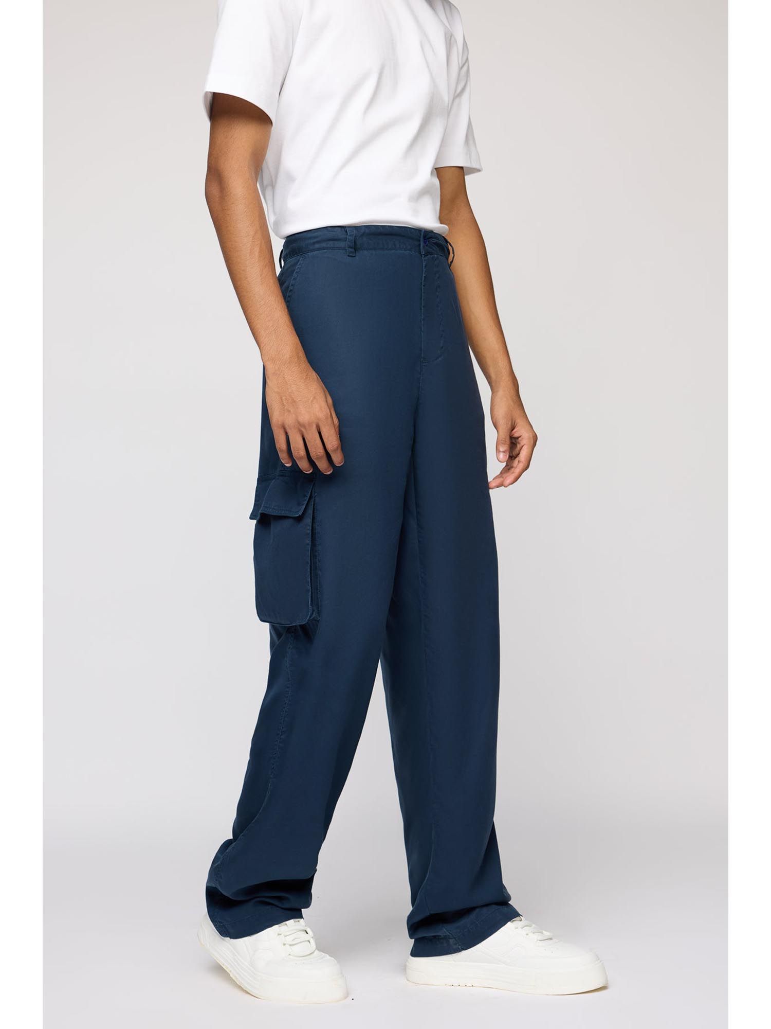 Buy FREAKINS Deep Navy Men'S Cargo Korean Pants Online