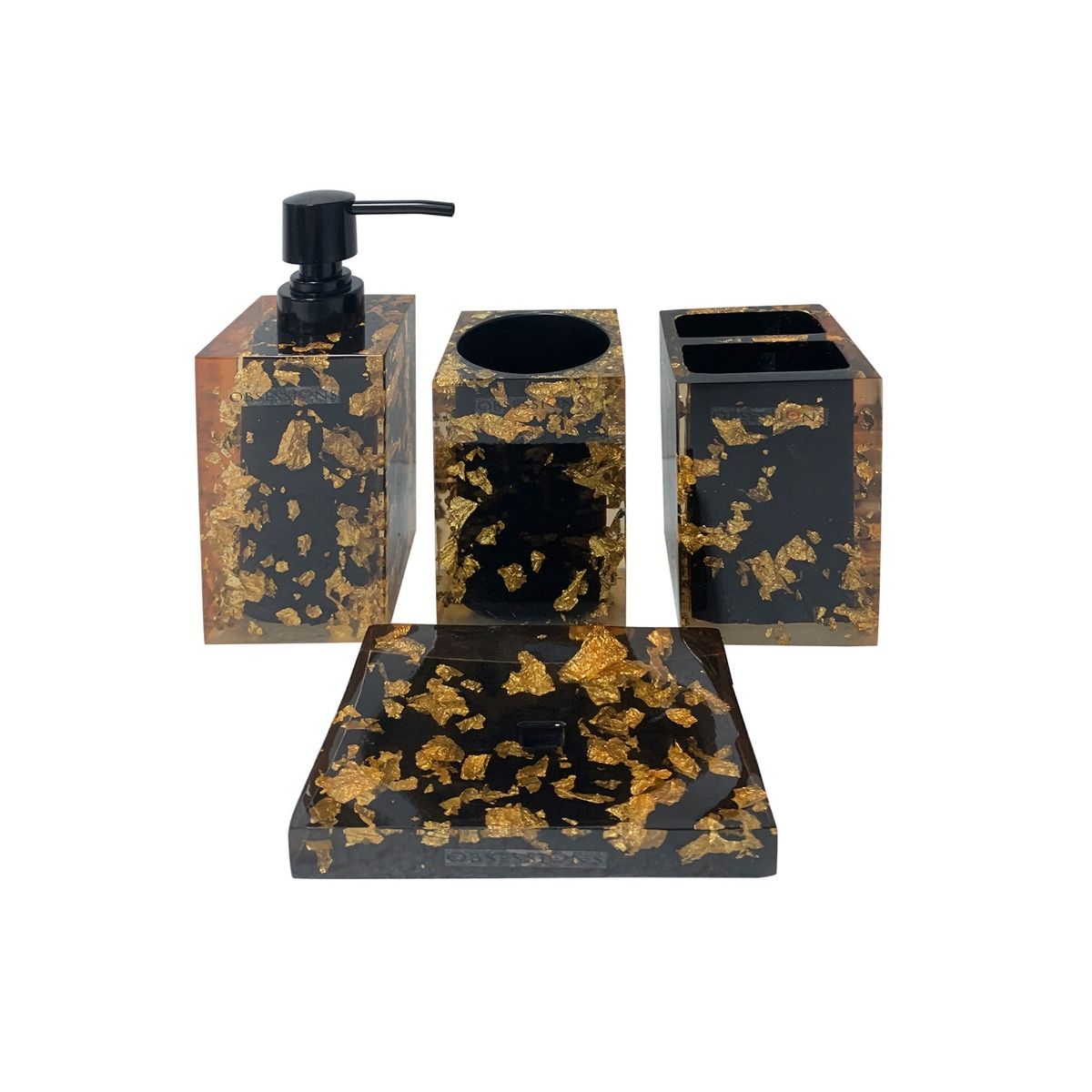 Buy OBSESSIONS Set Of 4 Black & Gold Bath Set Online