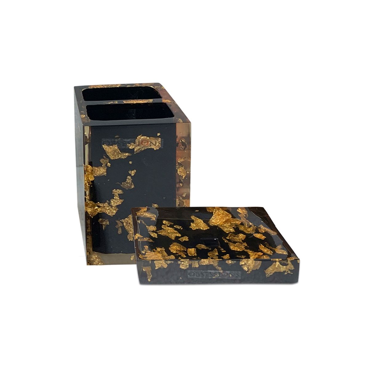 Buy OBSESSIONS Set Of 4 Black & Gold Bath Set Online