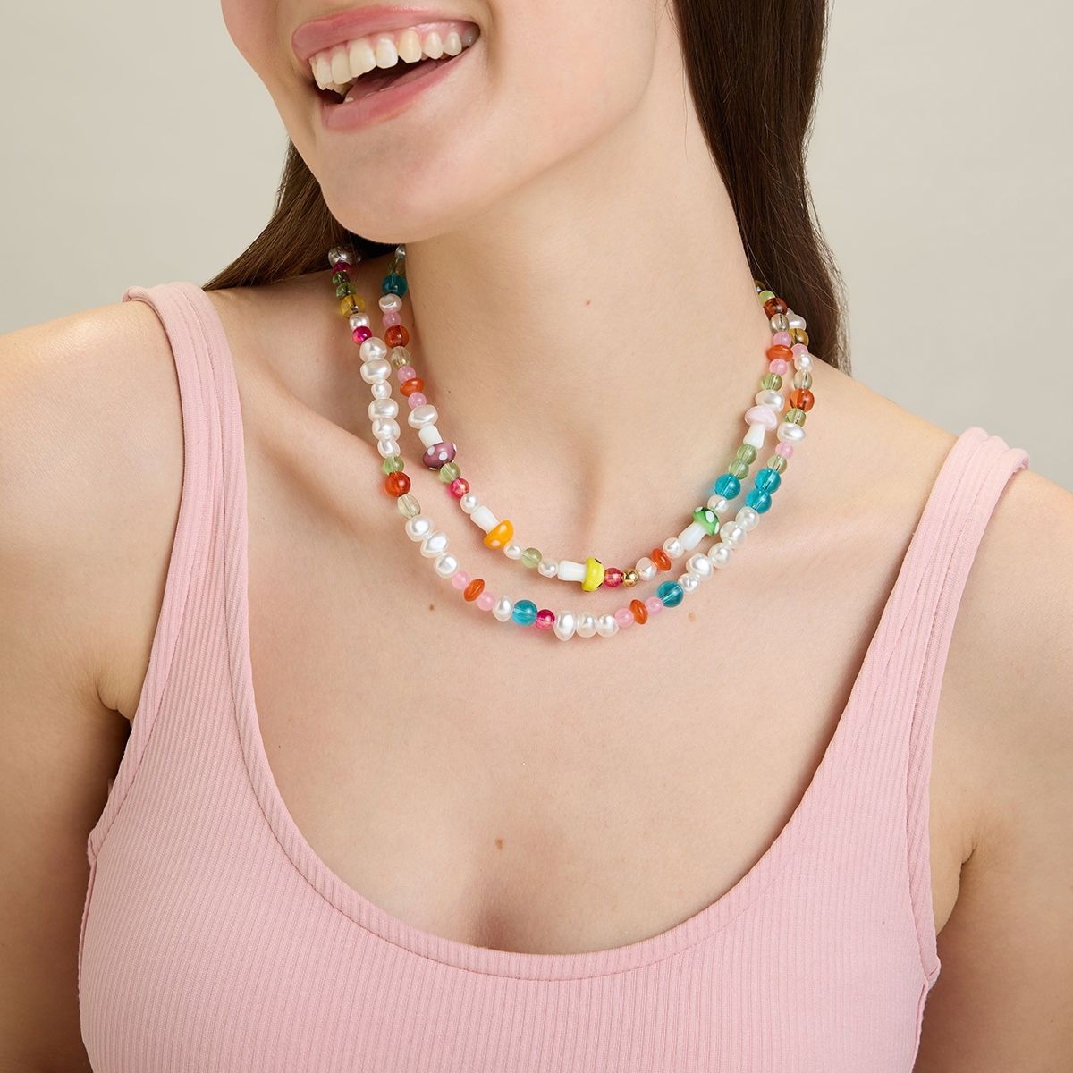 Buy Western Multi Color Long Bead Necklace Set 690047 | Kanhai Jewels