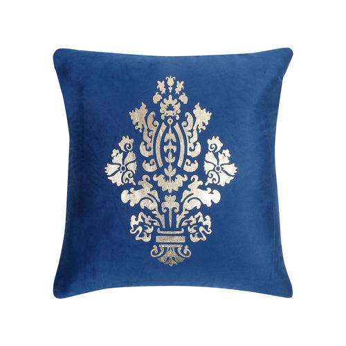 HOSTA HOMES Navy Blue Gold-Toned Set of Ethnic Motifs Velvet Square  Cushion Covers 16x16 inches