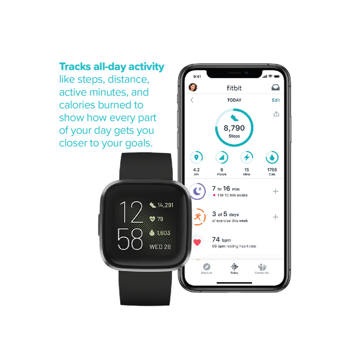 Buy Fitbit Versa 2(NFC) Black/Carbon Smart Watch Online