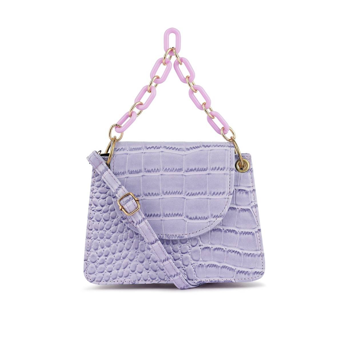 London Rag Croc Pattern Crossbody Sling Bag in Lavender