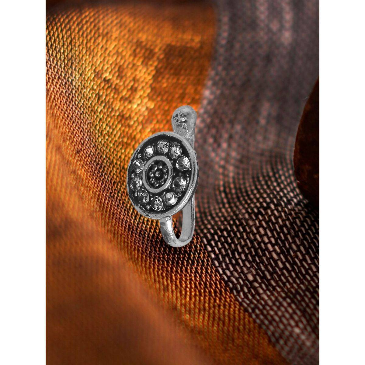OOMPH Antique Gold Tone Ethnic Round Shape Nose Pin