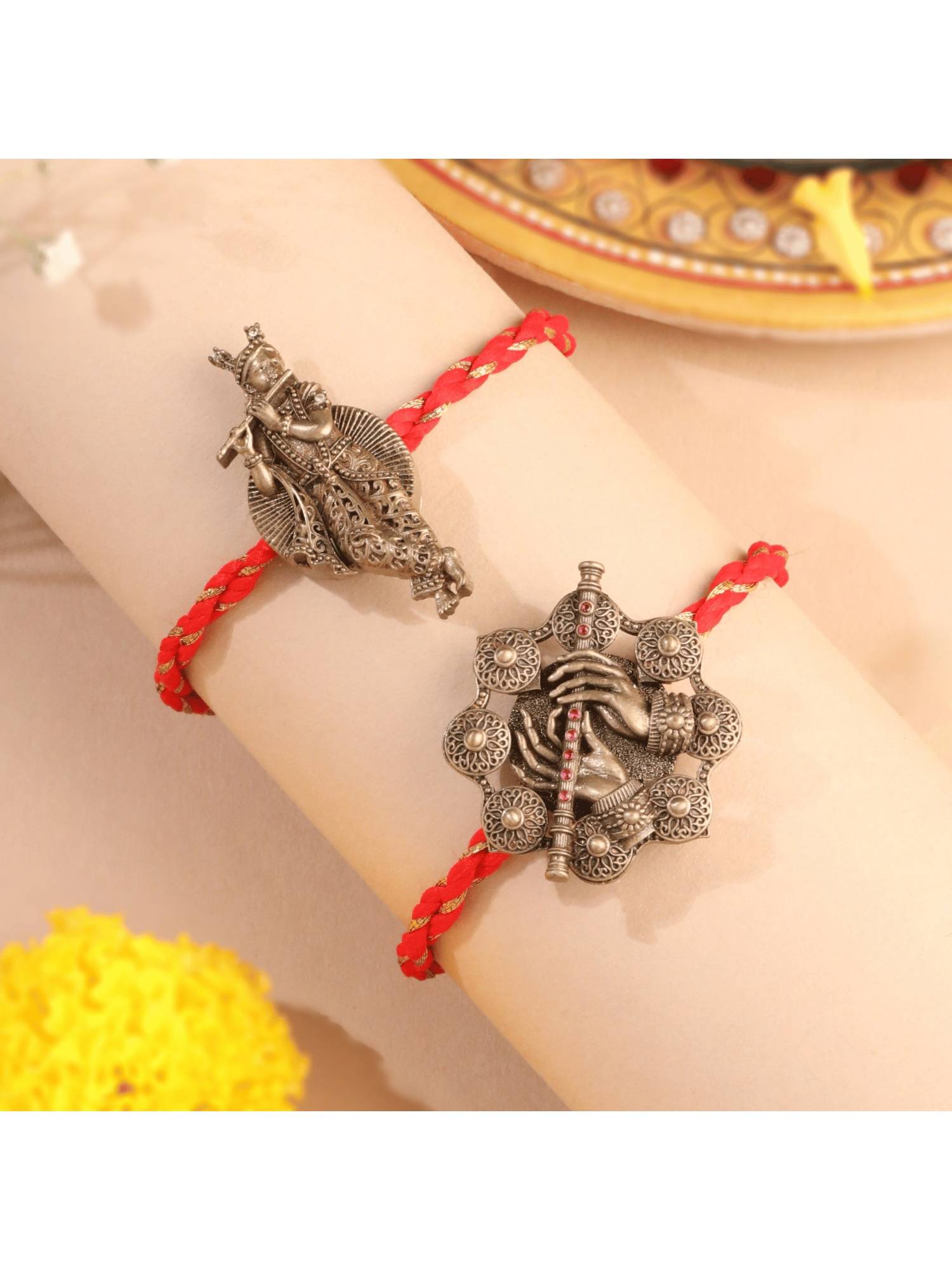 Cosa Nostraa Lord Krishna - Flute And Murli Designer Rakhi (Pack Of 2)