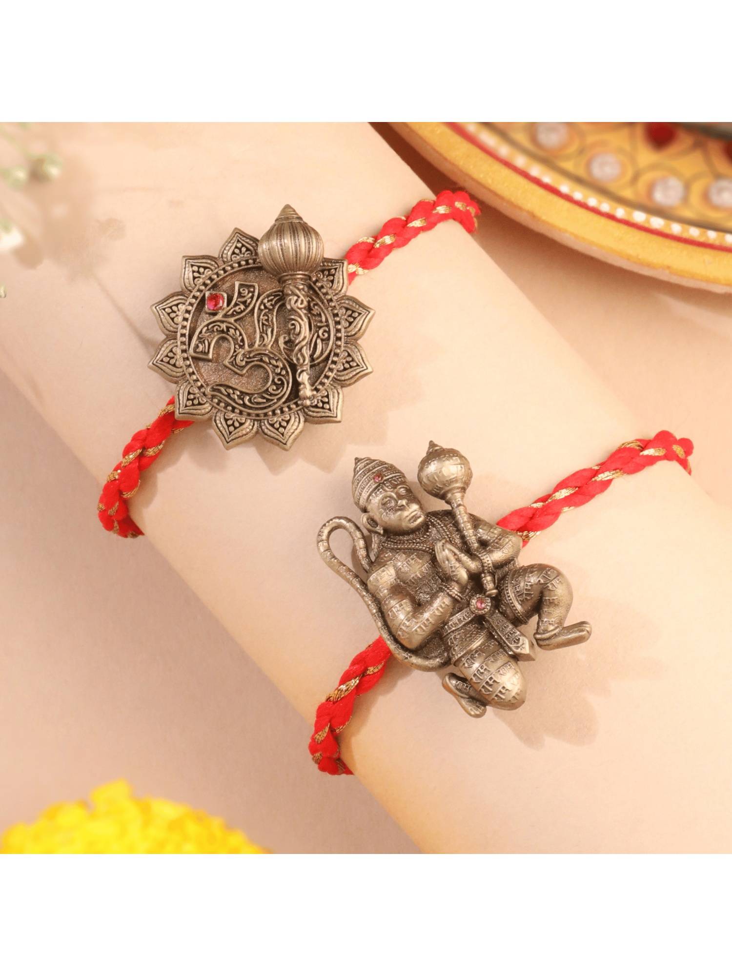 Cosa Nostraa Hanuman Ji And Om Divine Premium Rakhi (Pack Of 2)