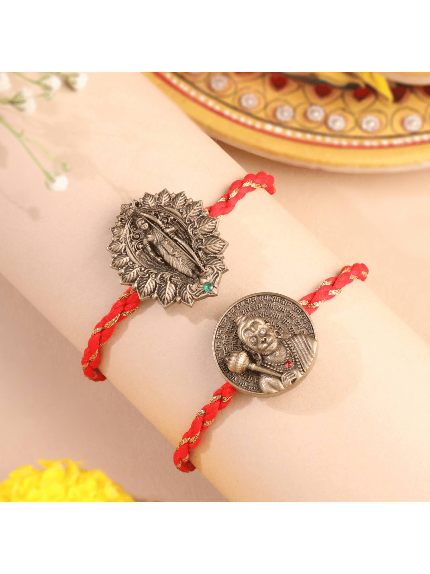 Cosa Nostraa Shri Ram And Hanuman Ji Premium Rakhi (Pack Of 2)