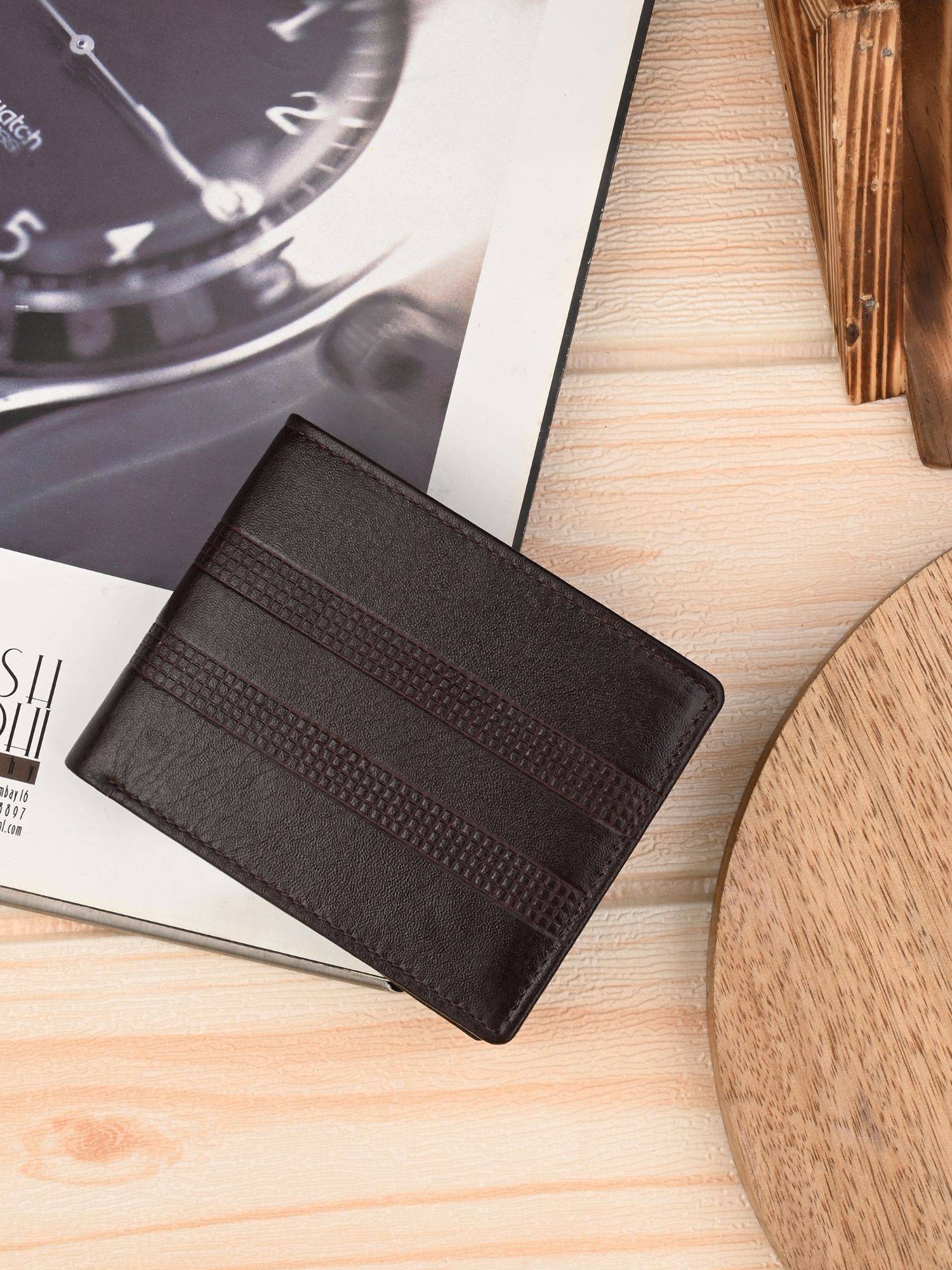 CLOG LONDON Men Brown Textured Flap Closure Two Fold Wallet