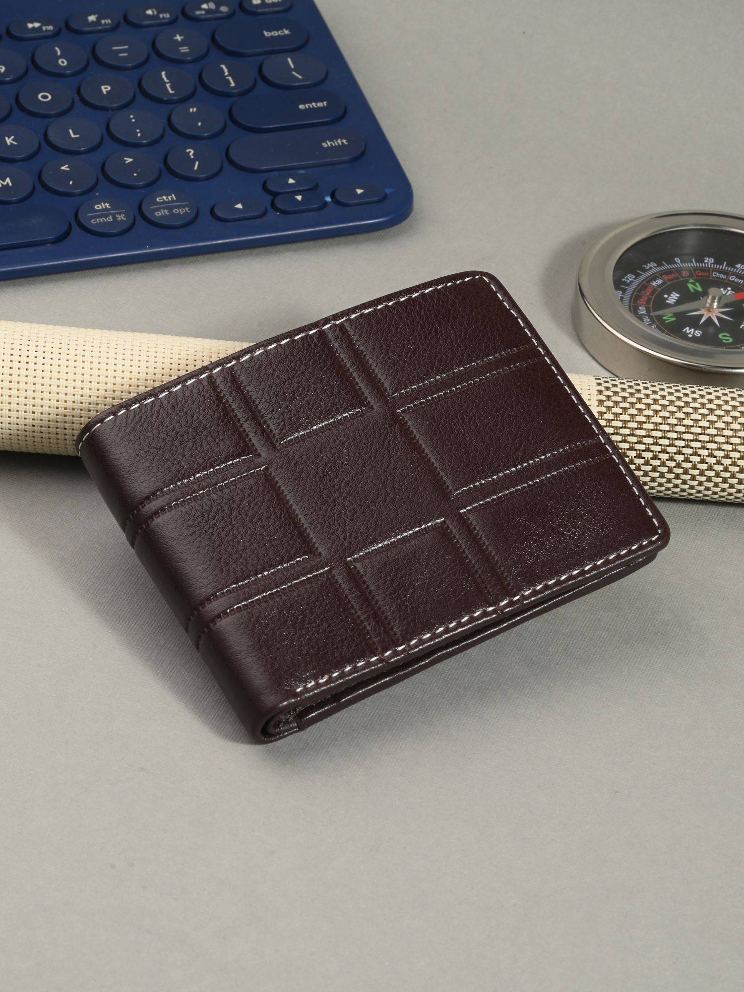 CLOG LONDON Men Brown Textured Flap Closure Two Fold Wallet