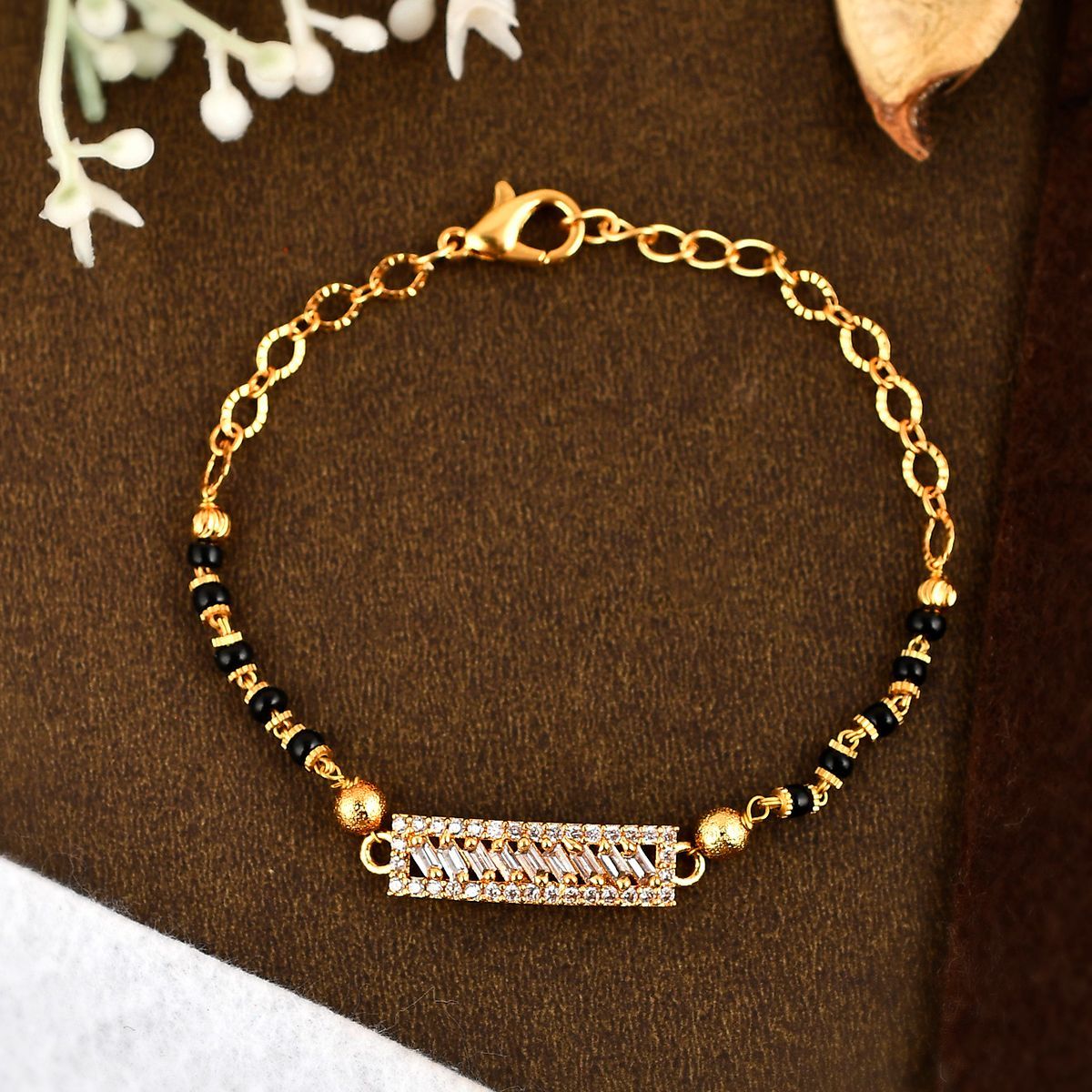 Gold Plated Love Pendant AD Adjustable Mangalsutra Bracelet  Digital Dress  Room