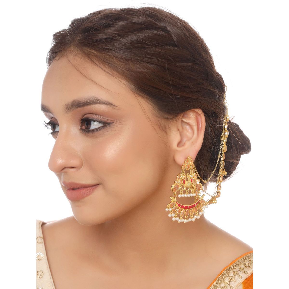 Grand Gold Tone Big Jhumka Earring Bridal Wear ER3059