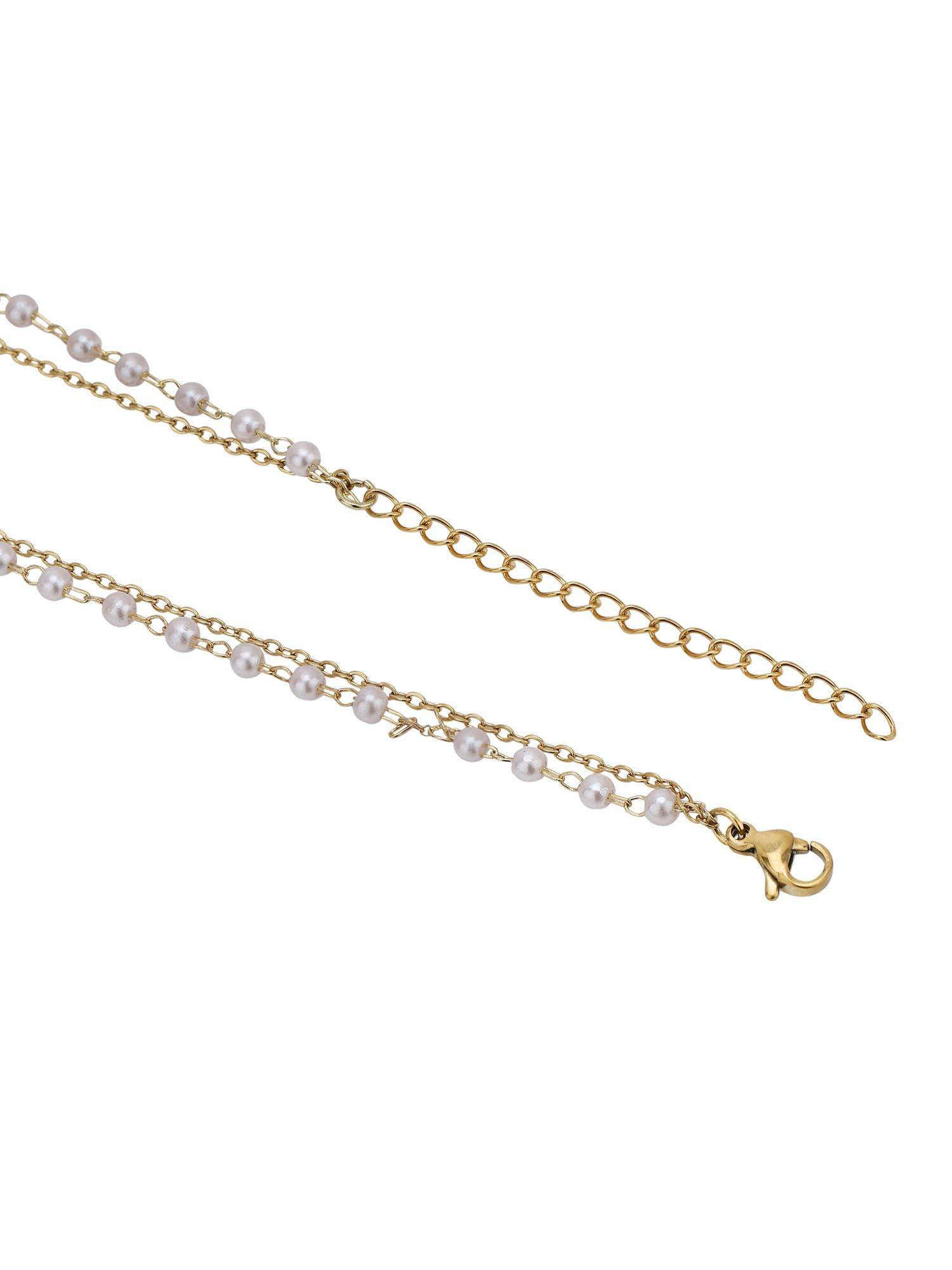 Buy Carlton London Gold Plated Pearl Double Chain Wraparound Bracelet ...