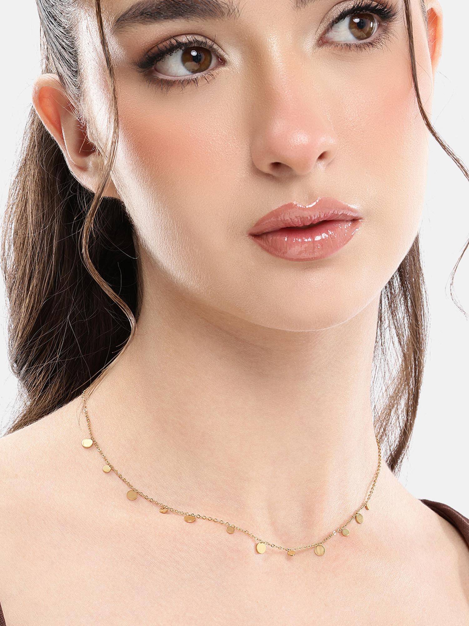 Carlton London Gold Plated Multiple Charm Necklace