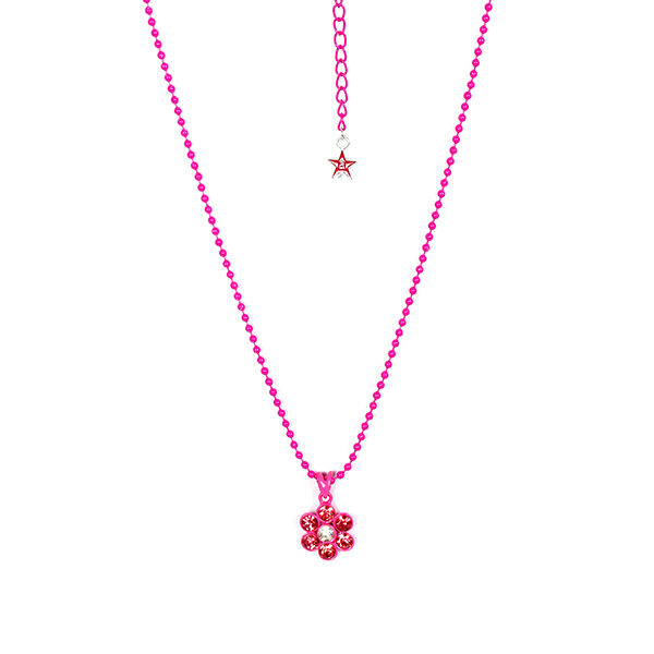 Lil' Star By Ayesha Pink Ball Chain Rhinestone Studded Flower Pendant