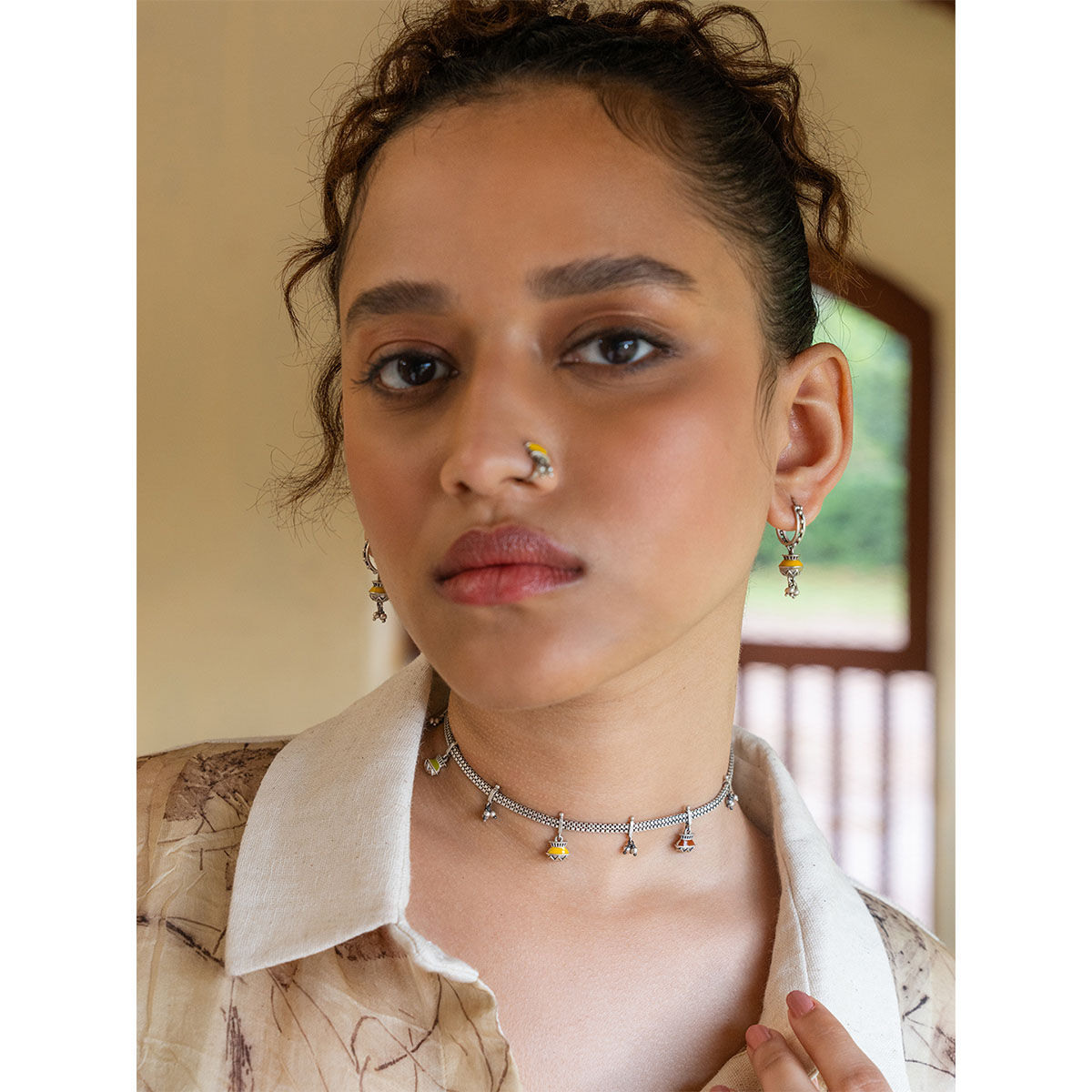 Buy Shaya by CaratLane Kolshi Choker in Oxidised 925 Silver Online