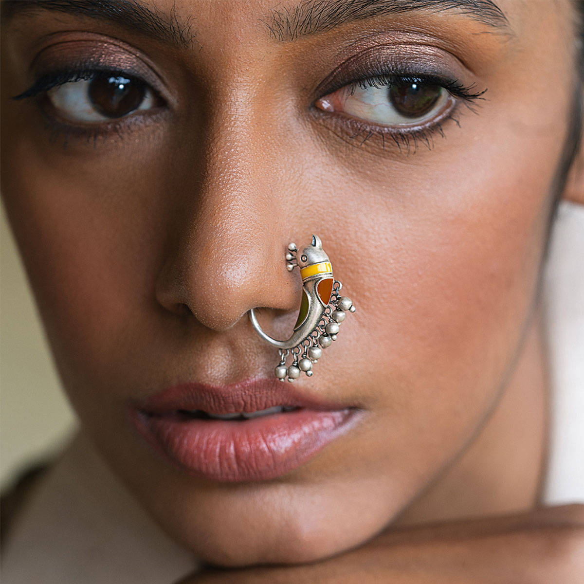 925 Silver Shaya by CaratLane Paakhi Nose Ring in Oxidised