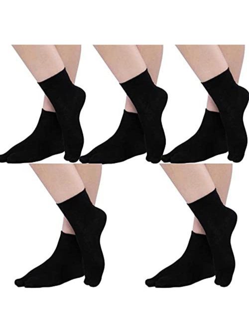 NEXT2SKIN Women's Ankle Length Cotton Thumb Socks, Pack of 5 (Black)