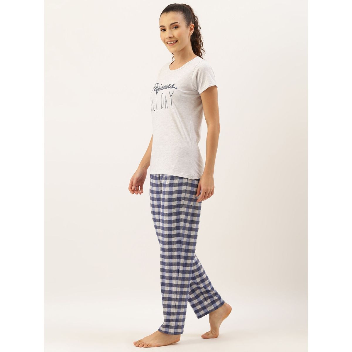 Clt.s Women Tshirt & Pyjama Set Grey Buy Clt.s Women Tshirt