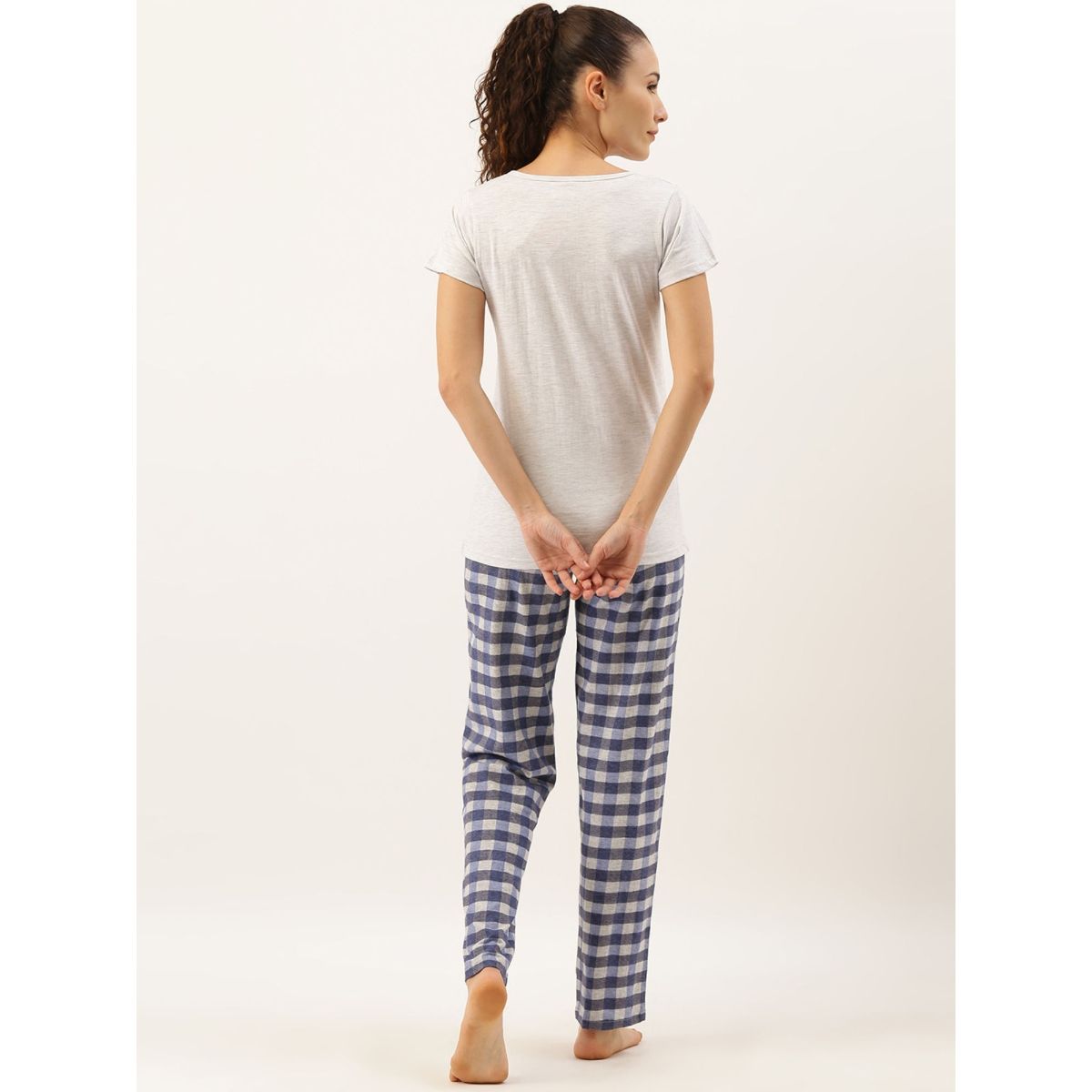 Buy Clt.s Women Tshirt & Pyjama Set Grey Online