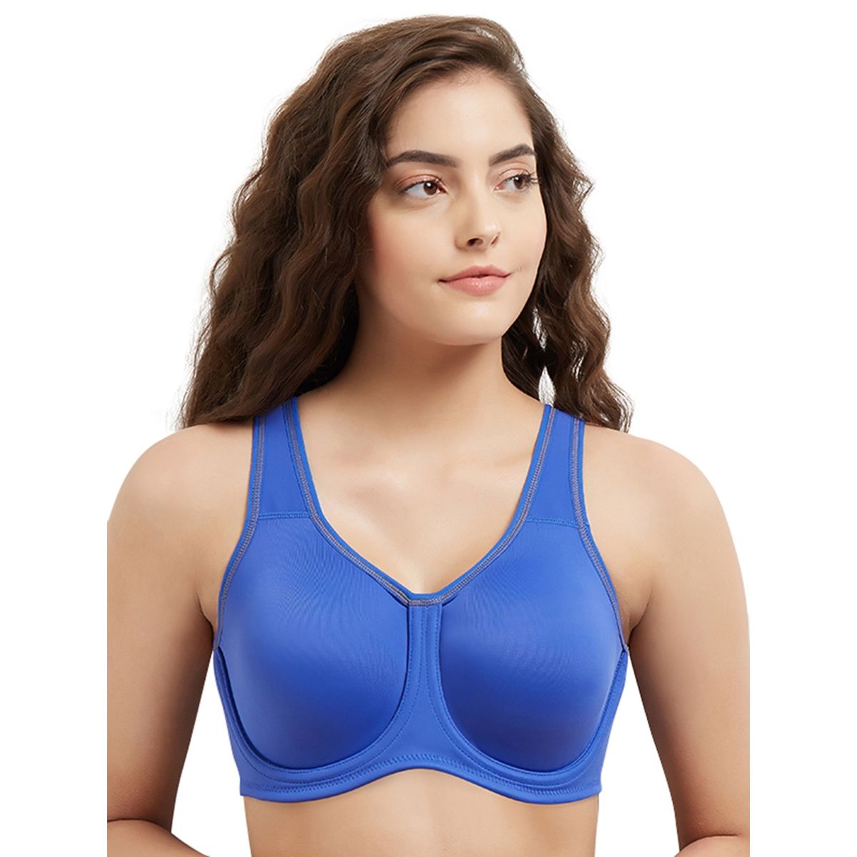 Buy Wacoal Nylon Non Padded Underwired Solid/Plain Bra -855170 - Blue (34F)  Online