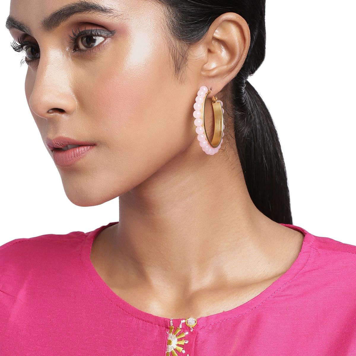 Buy Rose GoldToned  Pink Earrings for Women by Karatcart Online  Ajiocom