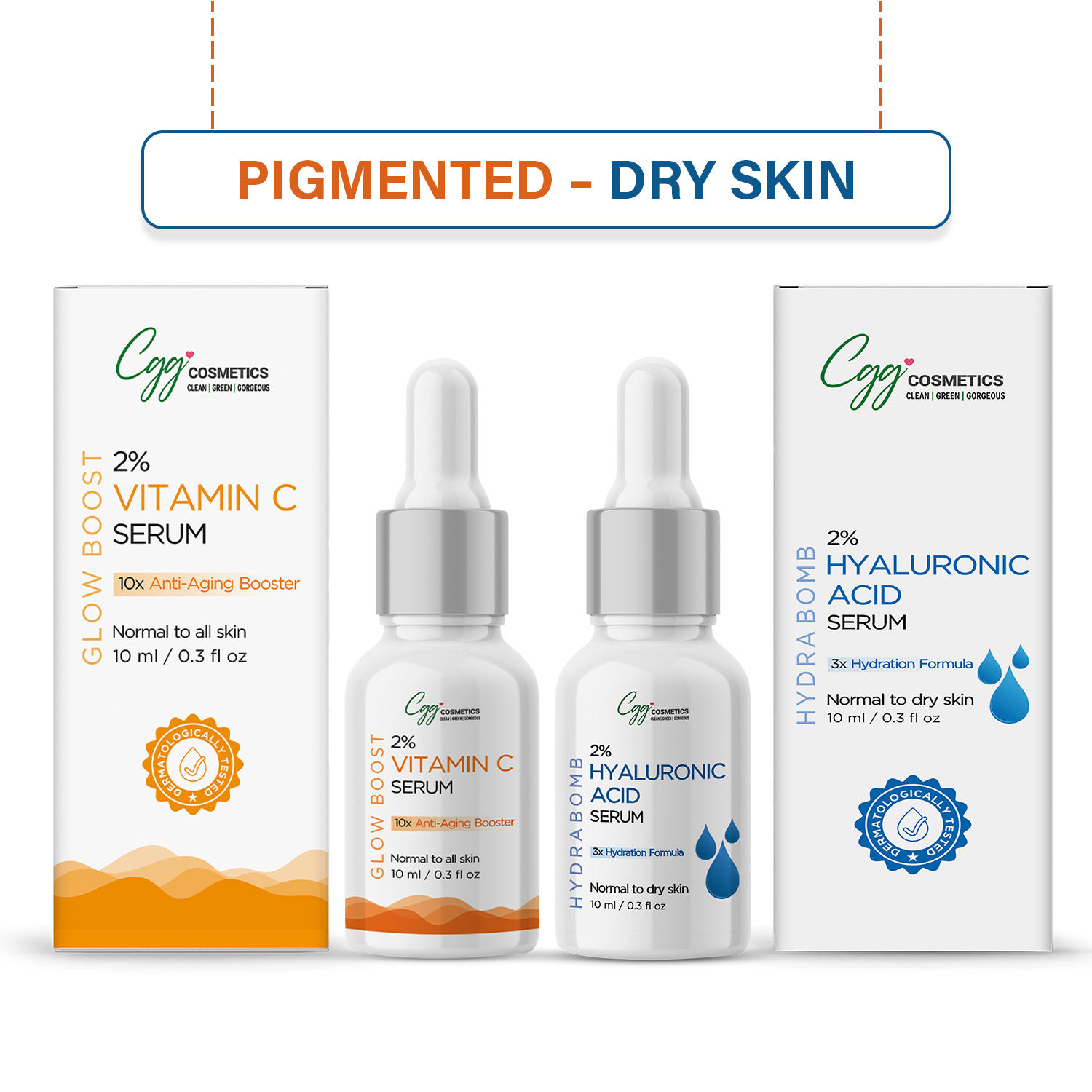 CGG Cosmetics AM/PM For PigmentationDull Skin Combo 2 Vitamin C & 2