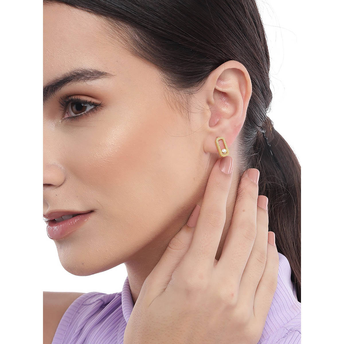 Buy Carlton London 18Kt Gold Plated with Cz Contemporary Stud Earring ...