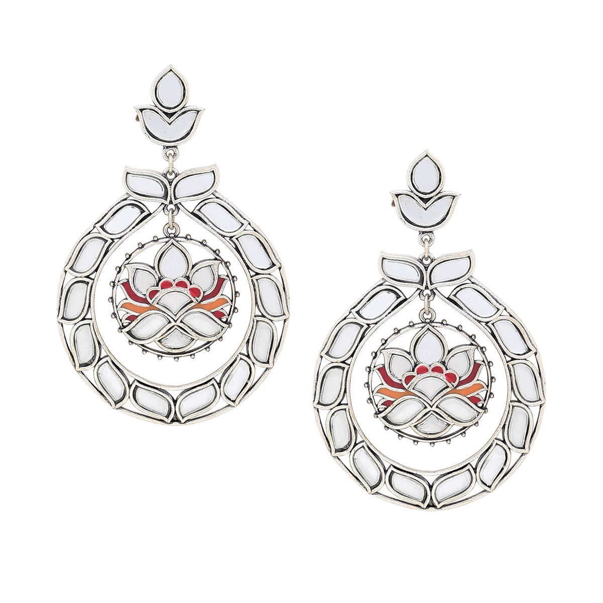 BuySend Pearly Silver Plated Voylla Earrings Online FNP