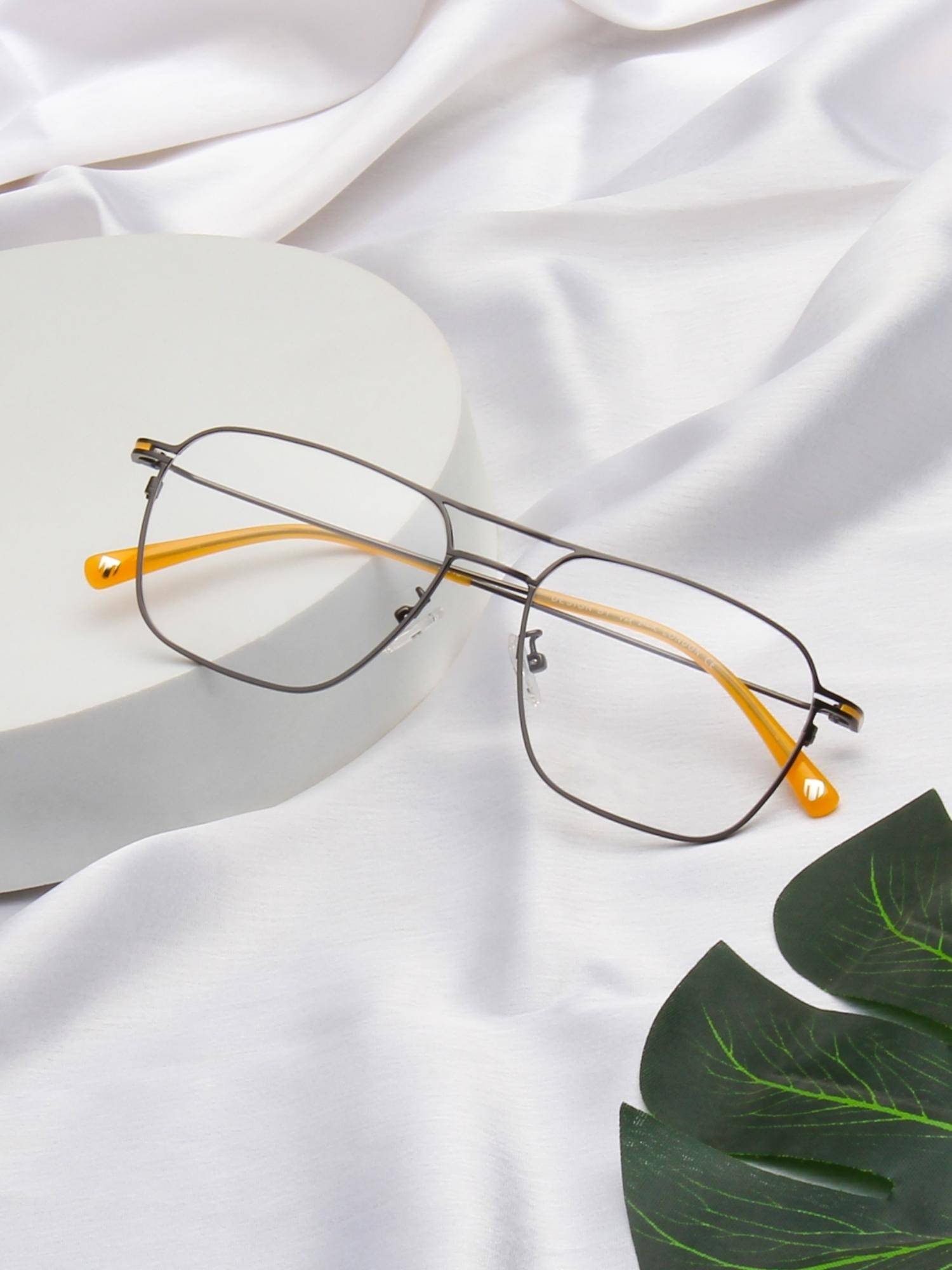 TED SMITH Unisex Metal Grey Square Full Rim Eyeglass Frames-Airstar 1_C2 (54)