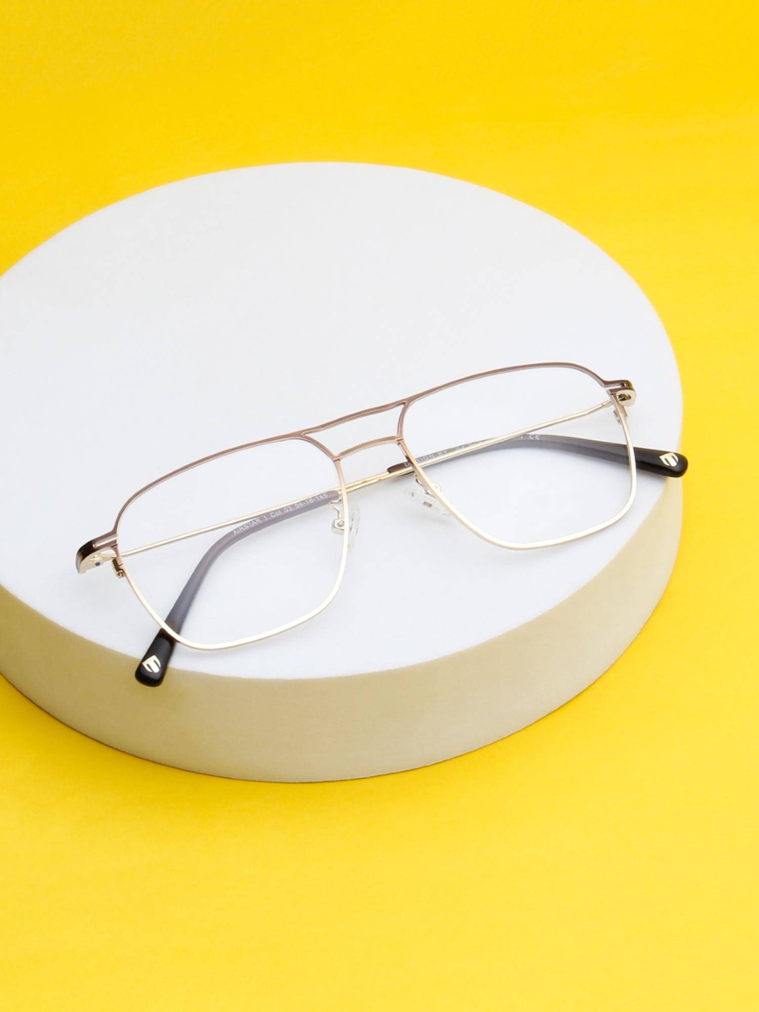 TED SMITH Unisex Metal Gold Square Full Rim Eyeglass Frames-Airstar 1_C3 (54)