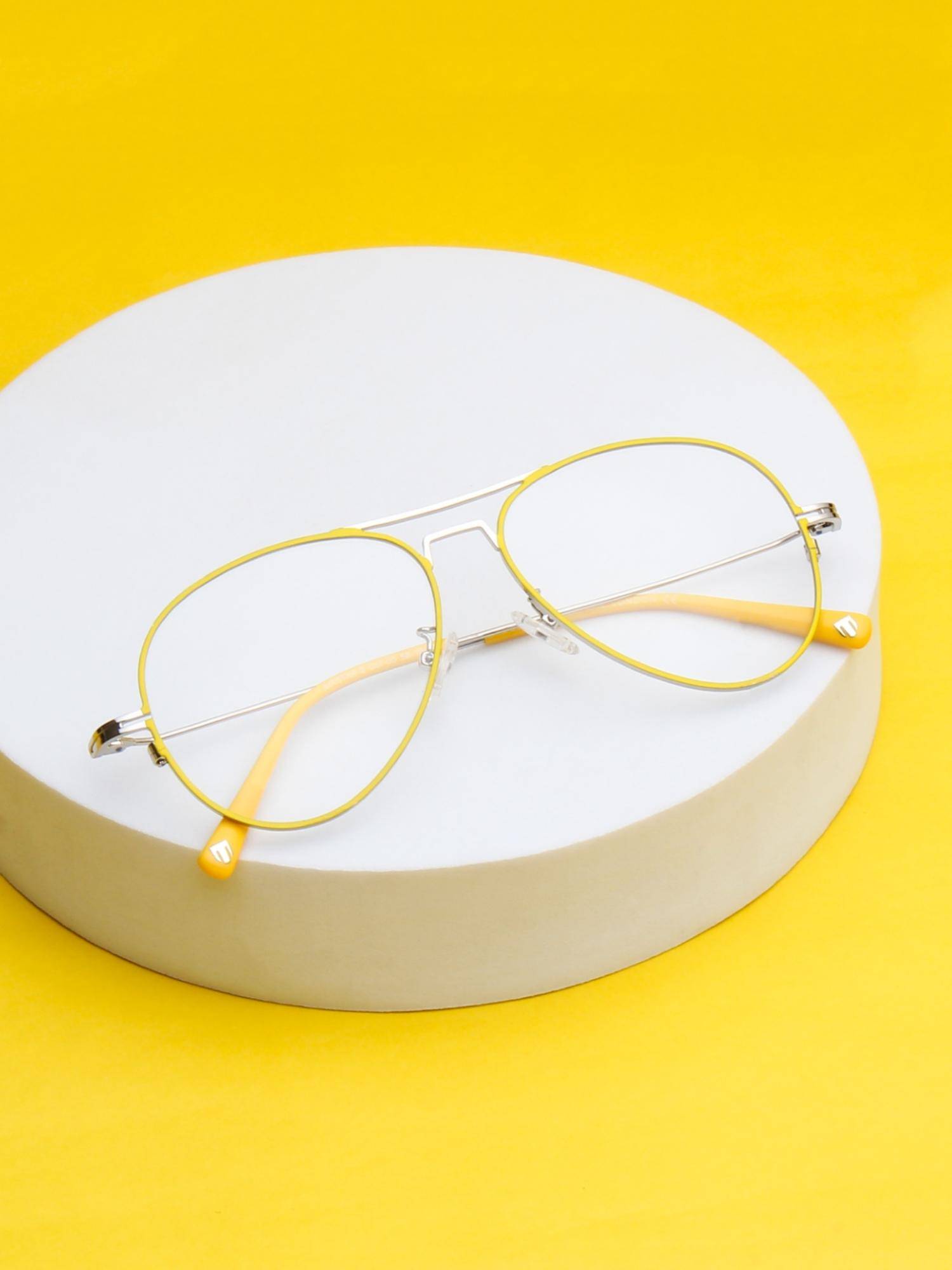 TED SMITH Unisex Metal Yellow Pilot Full Rim Eyeglass Frames-Airstar 2_C5 (56)