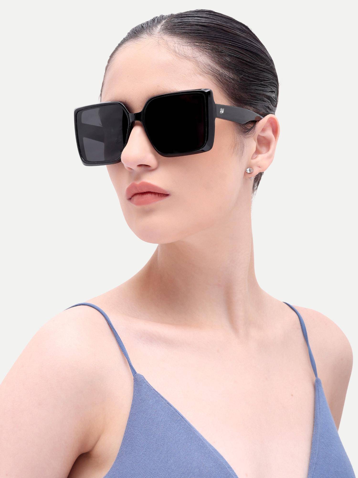 HAMILTANO WINSTON Women Acetate Black Square Full Rim Sunglasses-Sku383 (61)