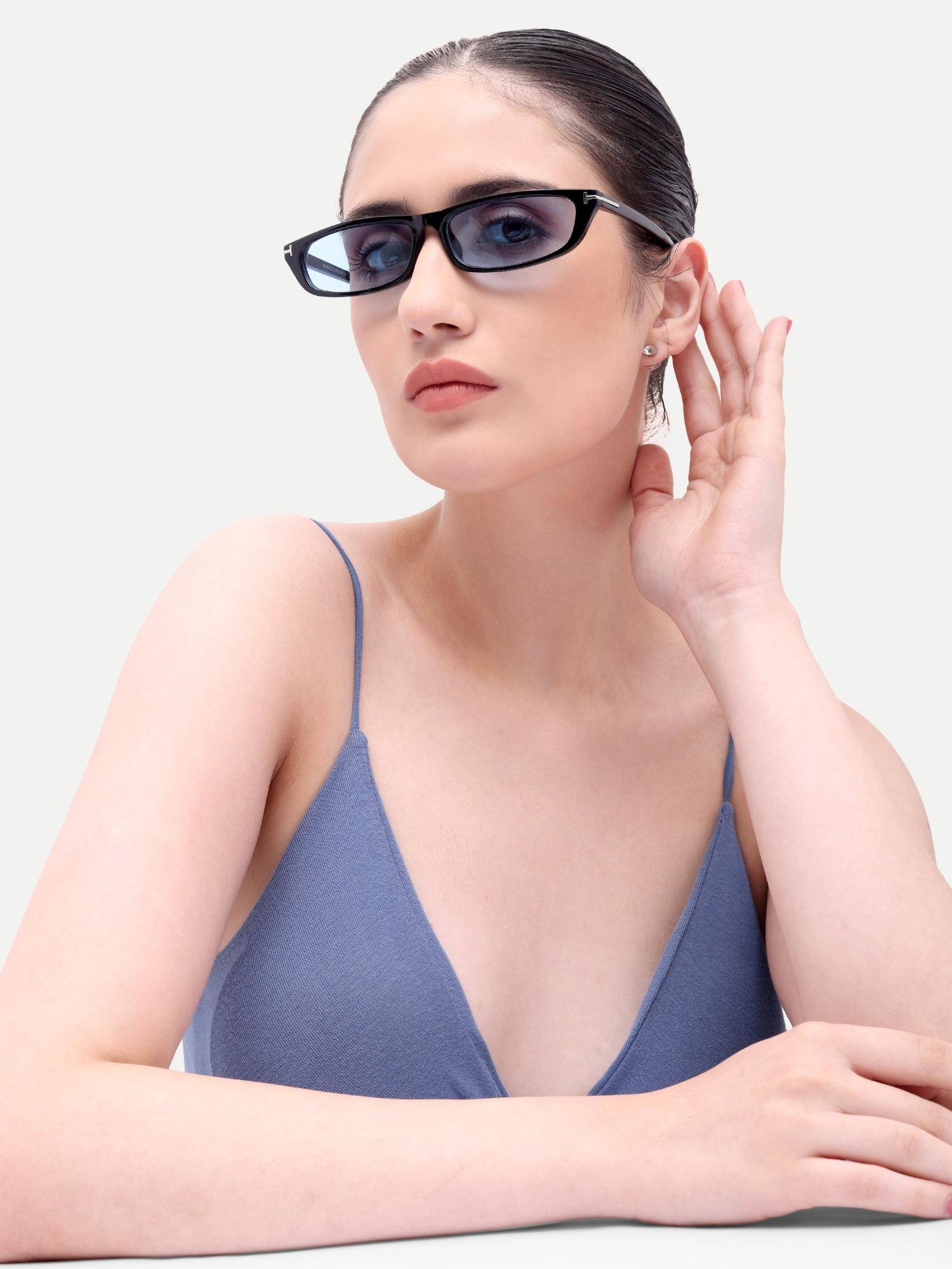 HAMILTANO WINSTON Women Acetate Blue Rectangle Full Rim Sunglasses-Sku385 (59)