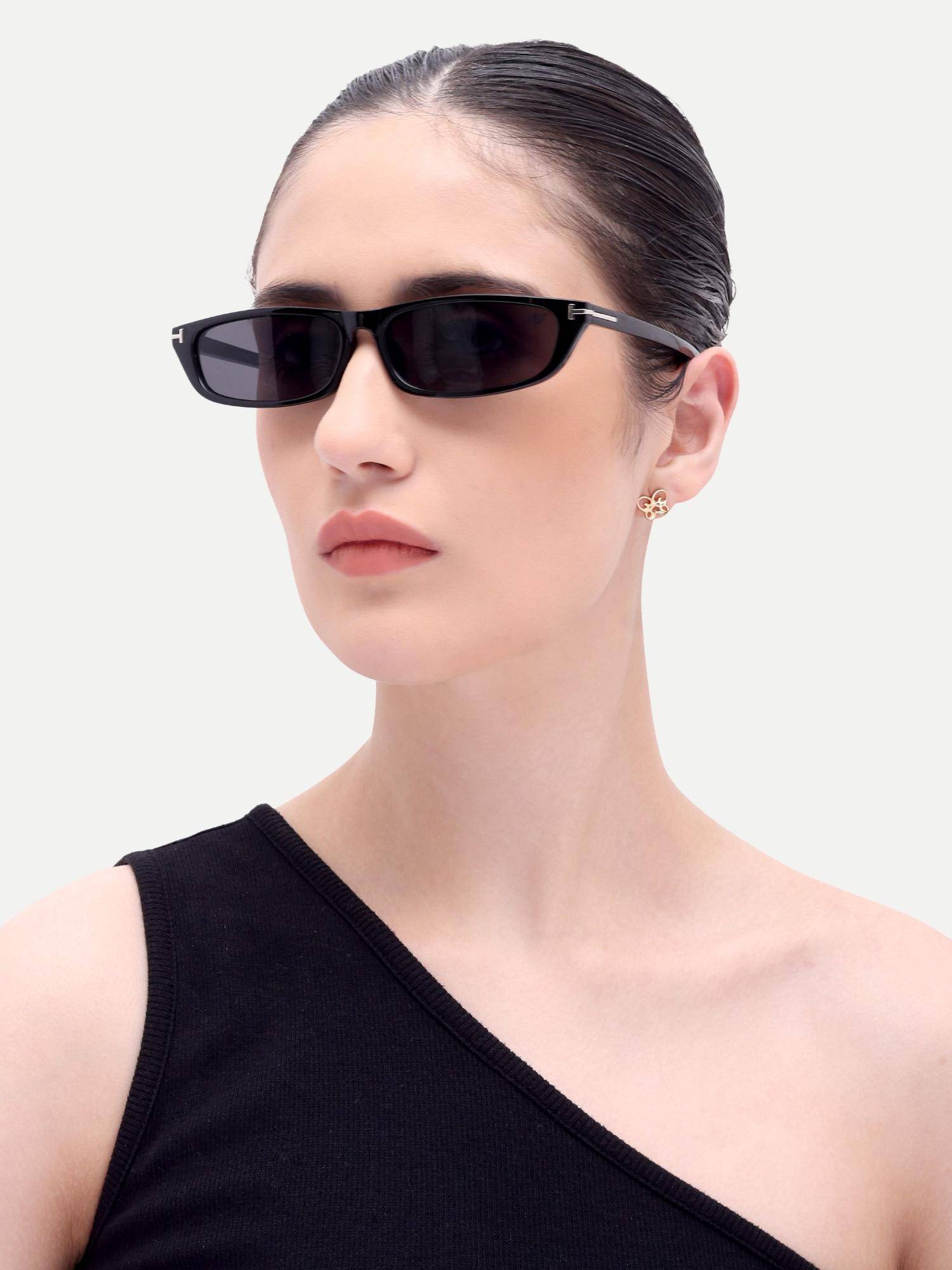 HAMILTANO WINSTON Women Acetate Black Rectangle Full Rim Sunglasses-Sku389 (60)