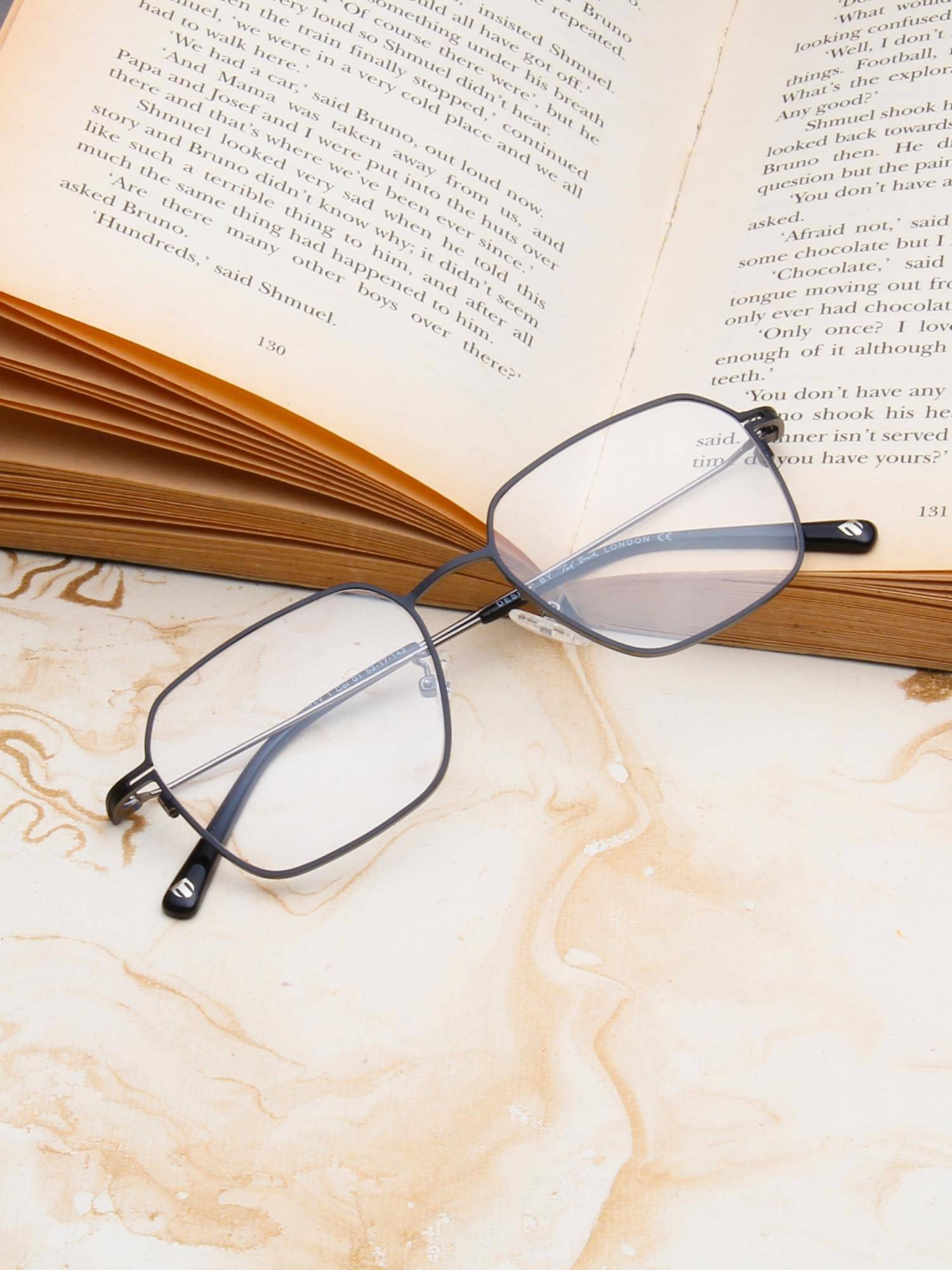 TED SMITH Unisex Metal Black Square Full Rim Eyeglass Frames-Thinray 1_C1 (52)