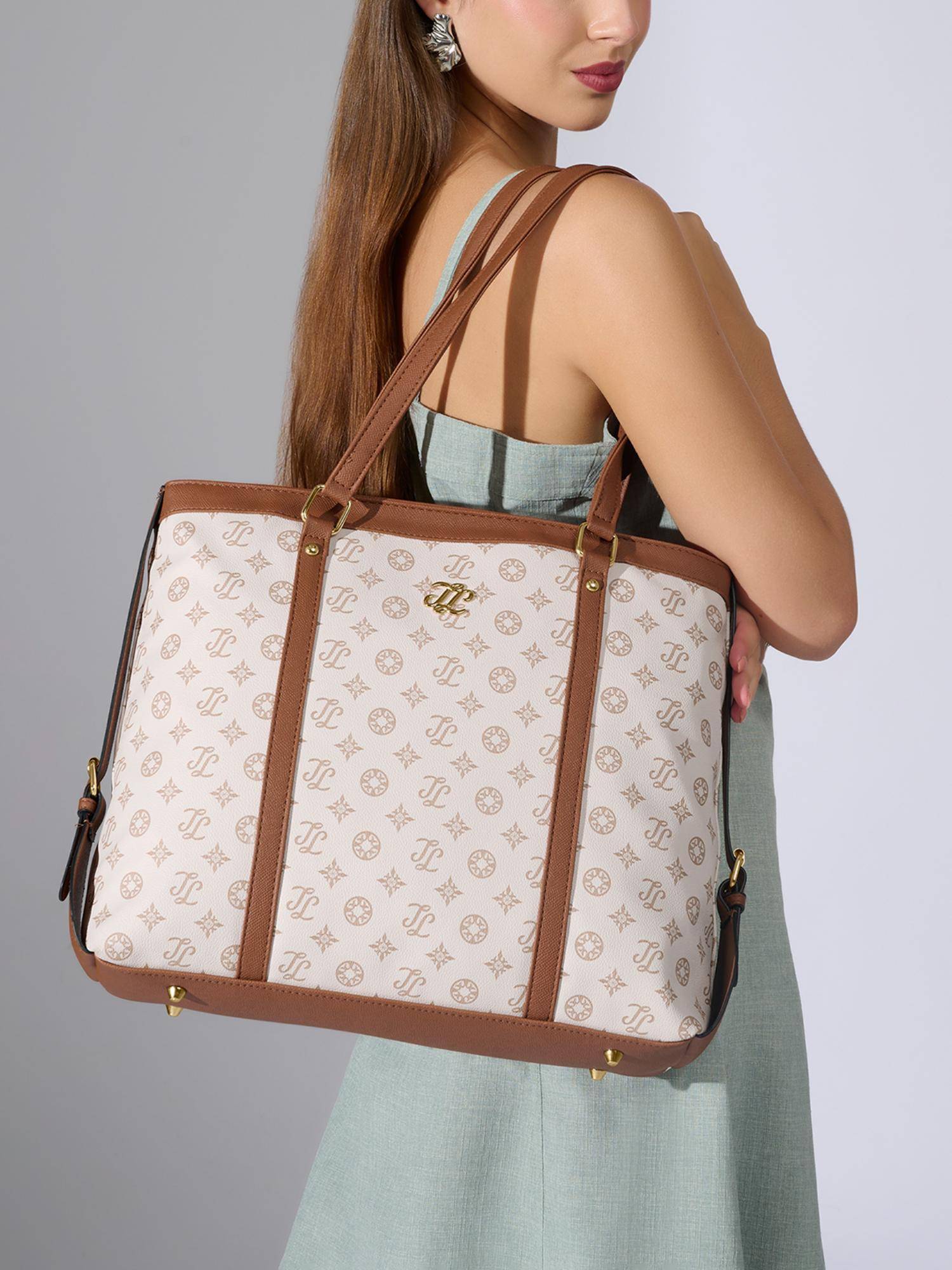 Lavie Signature Sandiego Monogram Tote Bag (Beige) (L)