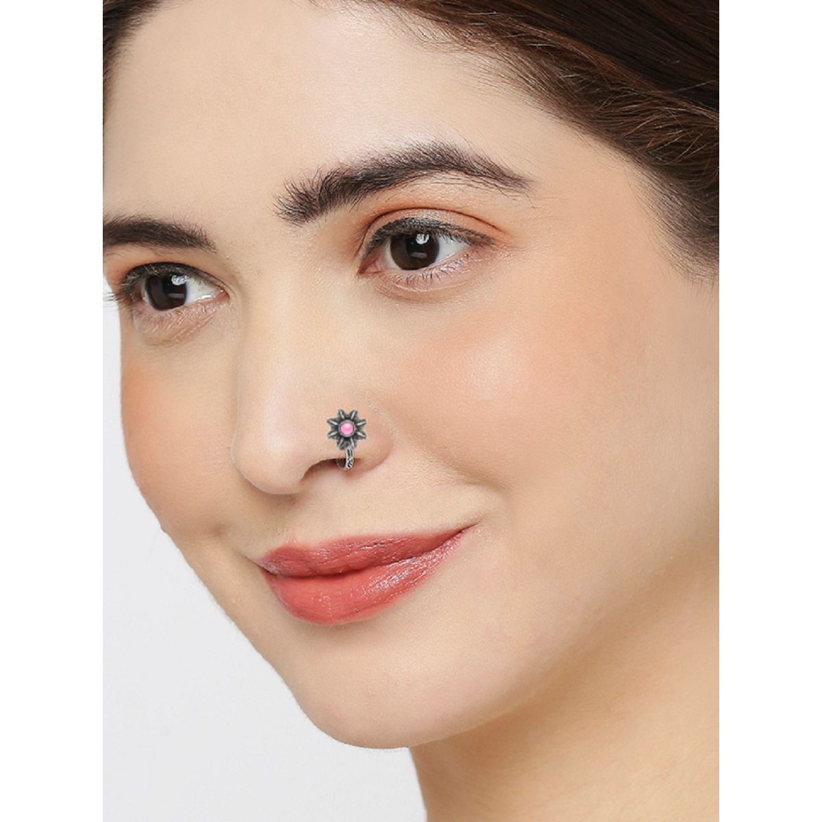 Septum Ring With Blue Stone Non-Pierced Nose Pin – Shasmis