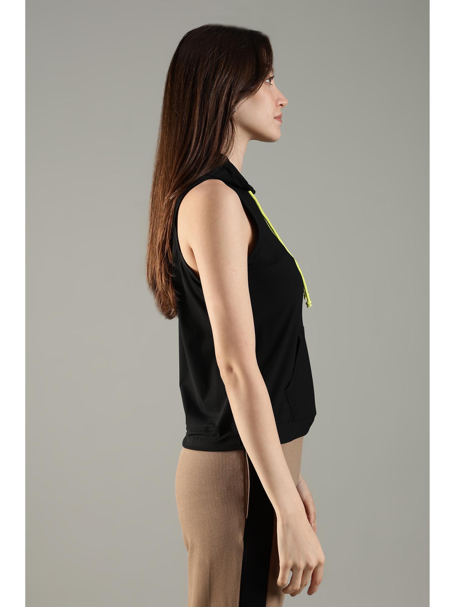 Buy DOMIN8 Women's Sleeveless Hoodie with Kangaroo Pocket and Neon