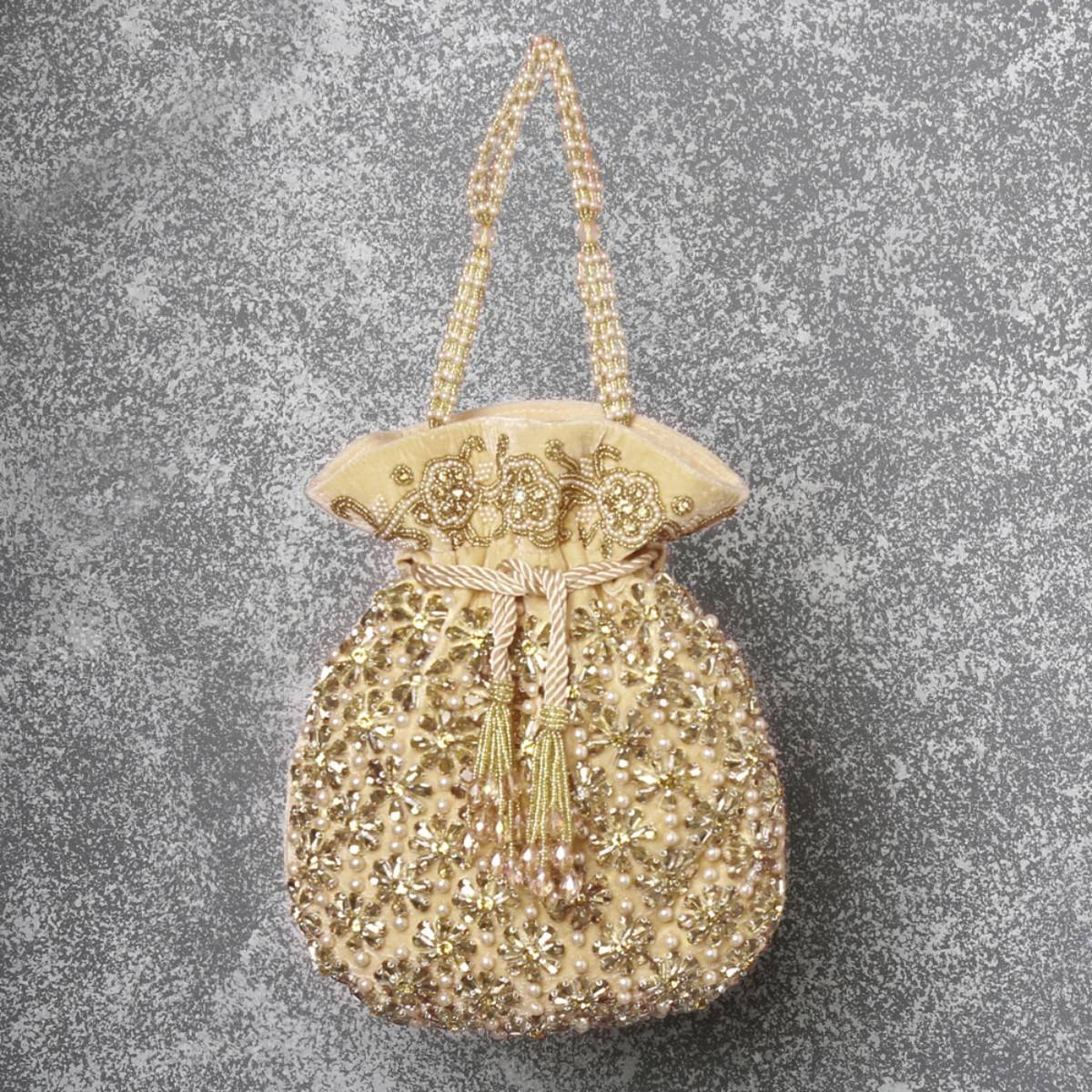 Peora Potli Womens Purse Bridal Bags For Casual Evening Bags Cream - P51CRM