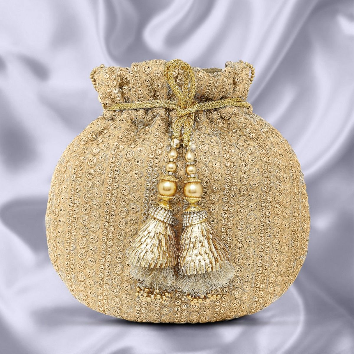 myDsGifts Womens Designer Ethnic Potli Bag with Beadwork Satin Fabric  available on Amazon Single BagGolden  Amazonin Fashion