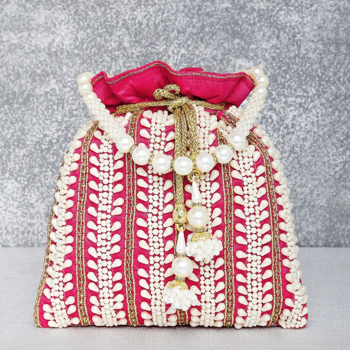 Peora Cream Potli Bags for Women Evening Bag Clutch Ethnic Bride Purse with  Drawstring(P82CRM) : Amazon.in: Fashion