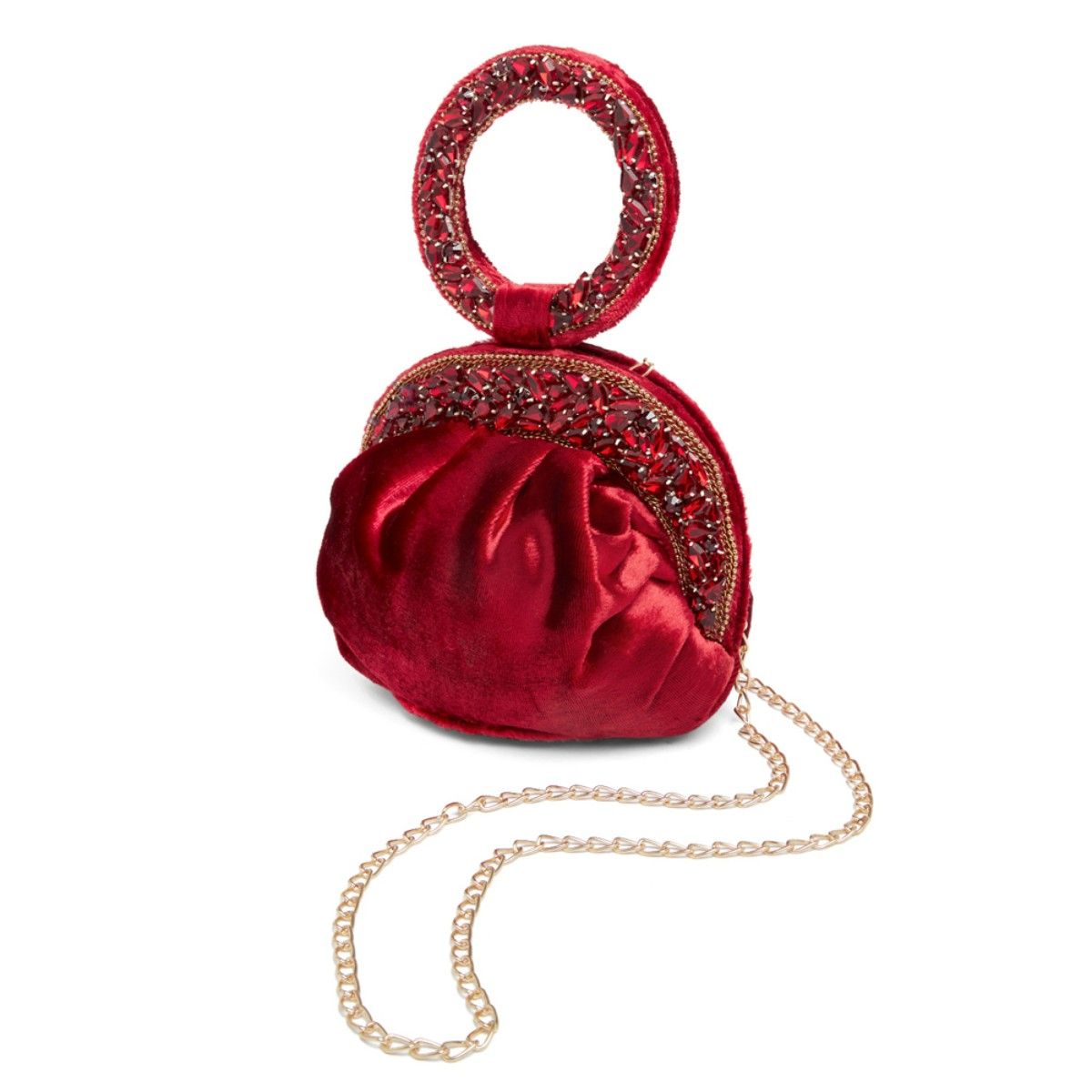 Red Handcrafted Embroidery Women Party Wedding Clutch Bag