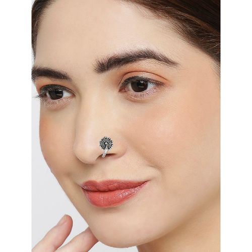 Buy OOMPH Oxidised Silver Peacock Shape Traditional Nose Ring
