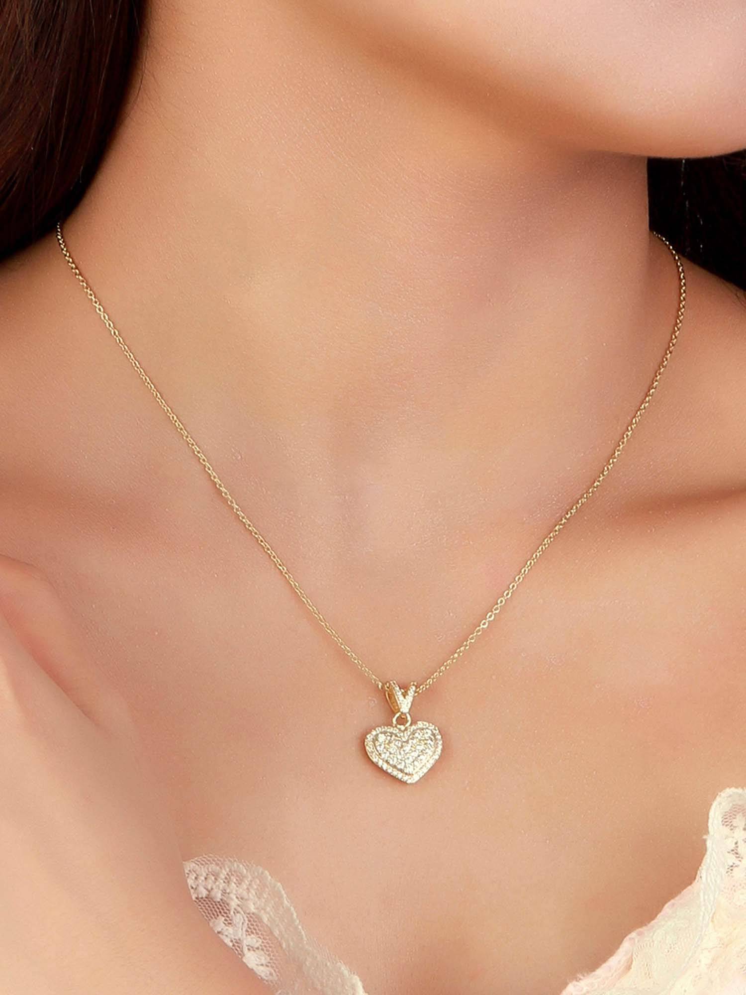 Salty Women White Stone Loving Touch Heart Necklace