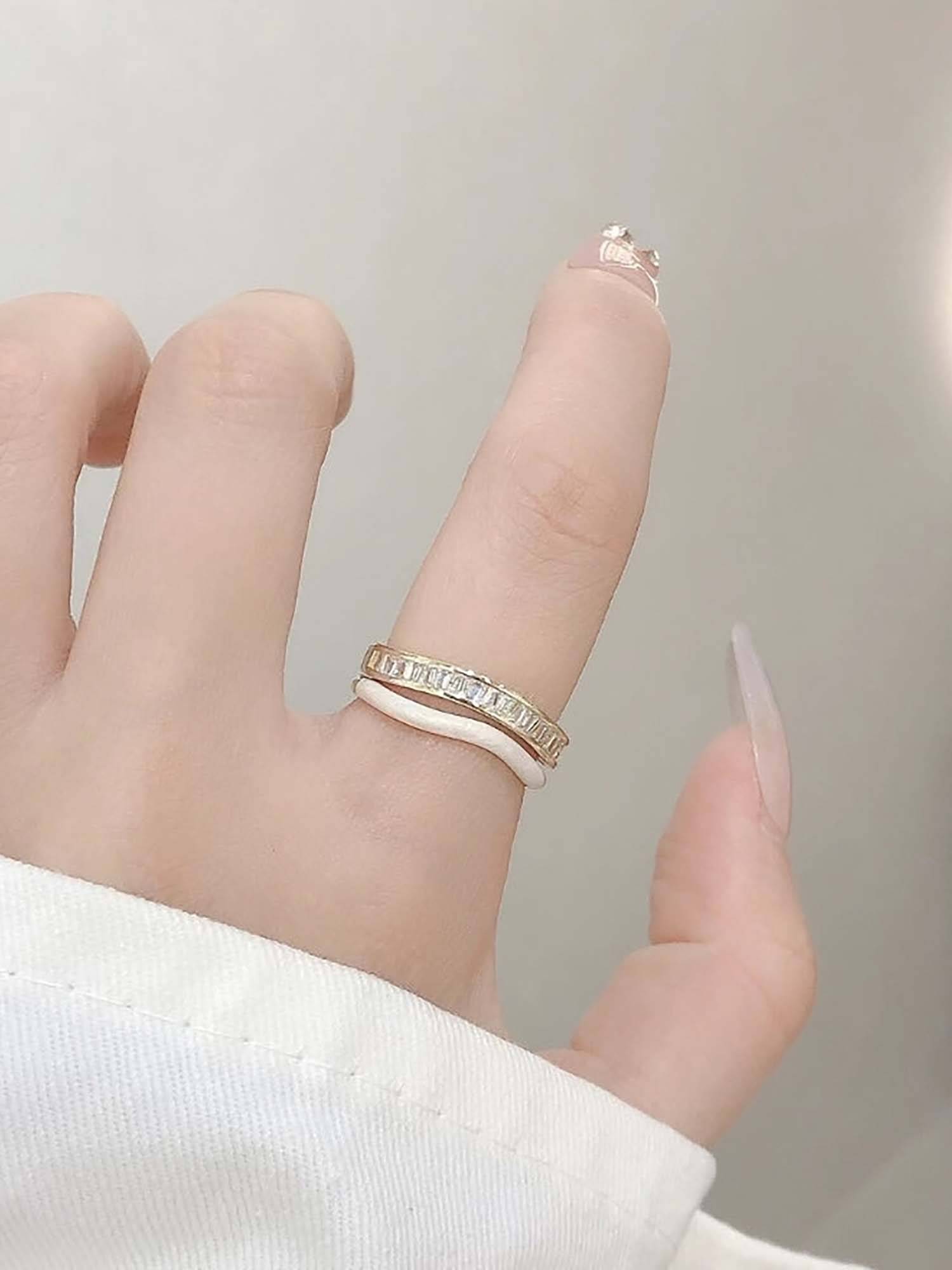Salty Women White Sofia Tennis Enamel Ring